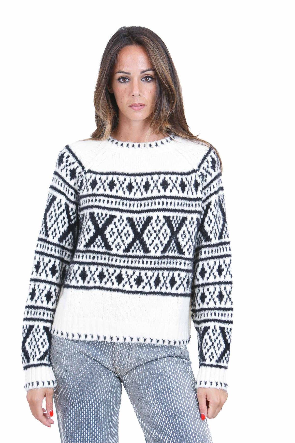CIRCUS HOTEL Maglie Latte/nero H6WQ22 A050Y