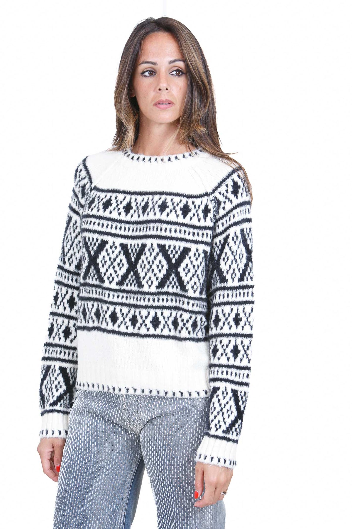 CIRCUS HOTEL Maglie Latte/nero H6WQ22 A050Y