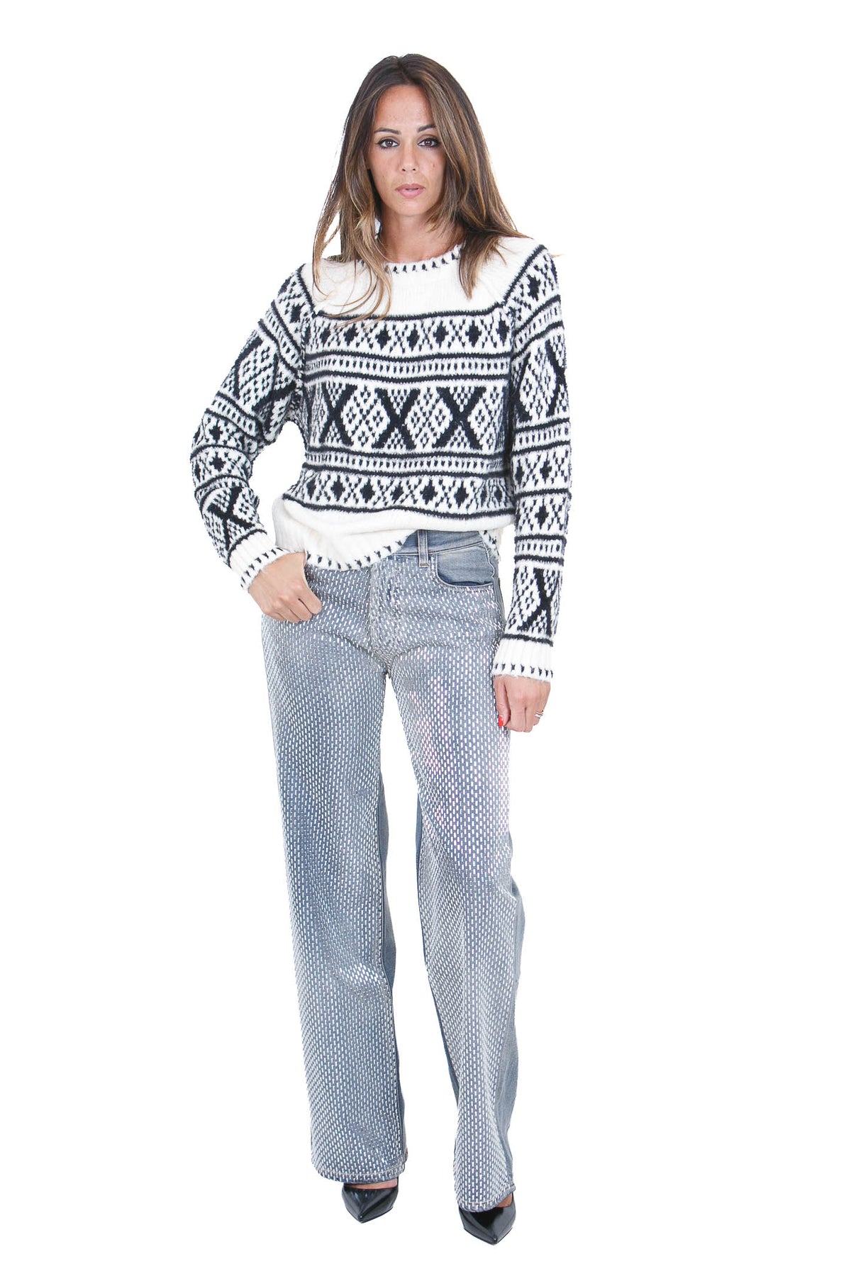 CIRCUS HOTEL Maglie Latte/nero H6WQ22 A050Y