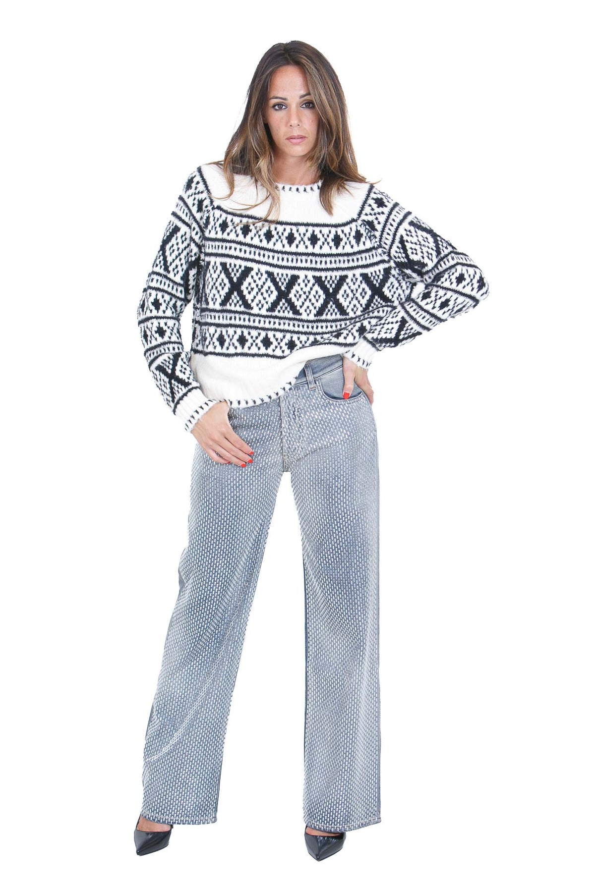 CIRCUS HOTEL Maglie Latte/nero H6WQ22 A050Y