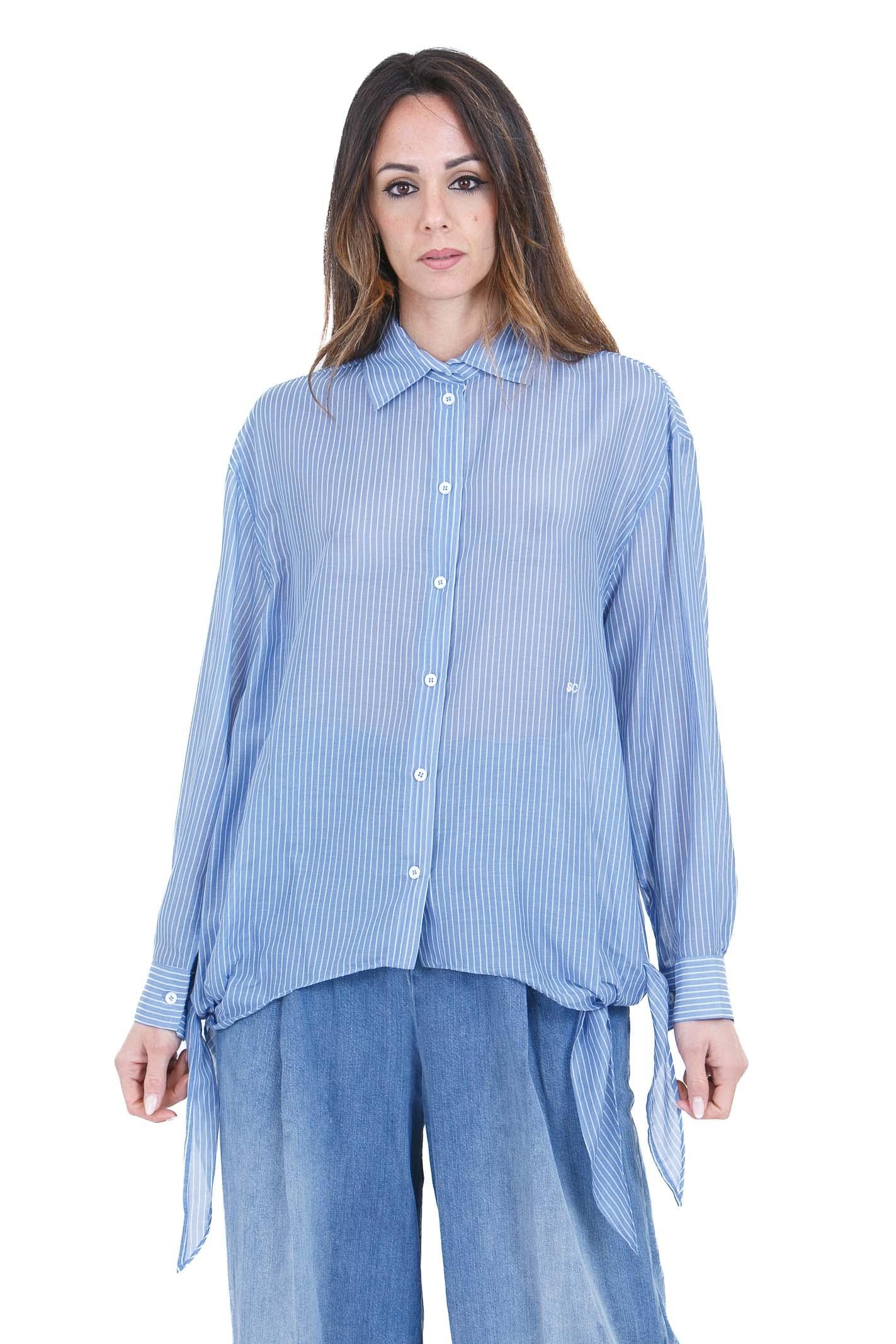 SEMICOUTURE Camicia rigata Leticia con fiocchi Camicie Alaska/bianco LETICIA-Y6SK58 RG106