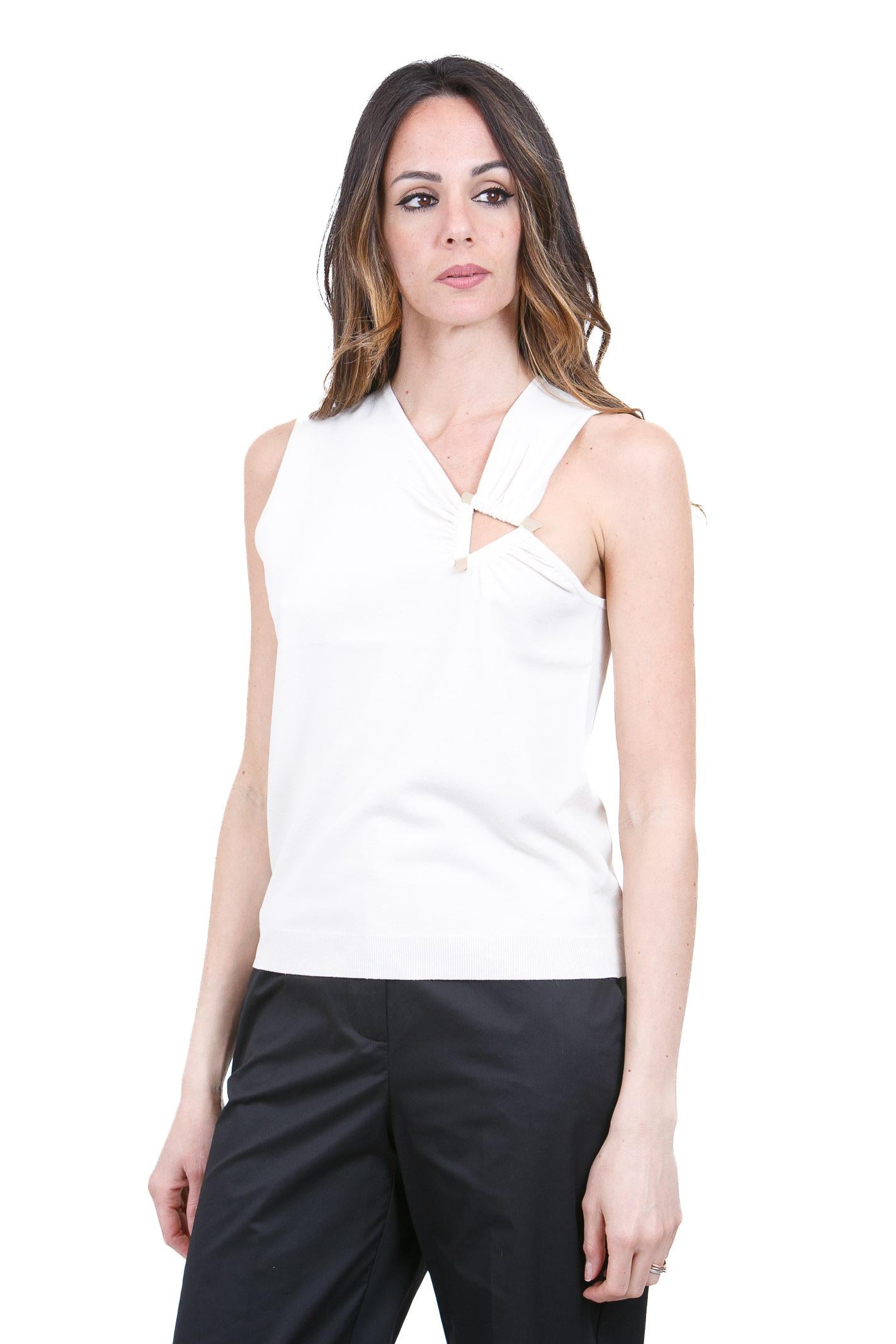 KAOS Top Asimmetrico Monospalla Bianco Kaos Maglie Burro SP1NT004 1096