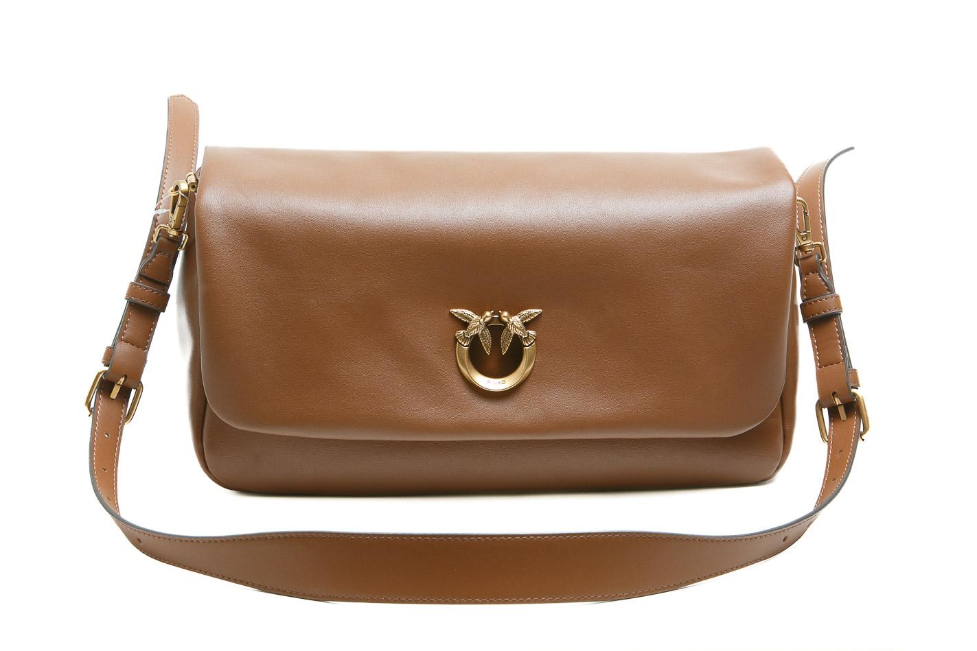 PINKO Borsa a tracolla media Love Bag Click Soft Horizontal Handle in pelle Borse Marroneleone/gold 106178-A0QO-CLICKSOFT L17Q