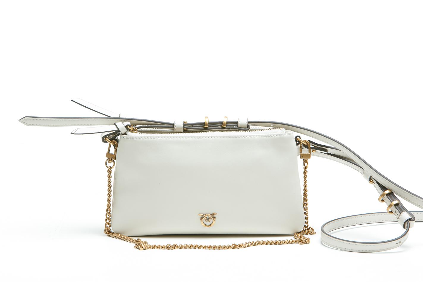 PINKO Borsa a tracolla Mini Double Bag piccola in pelle con tracolla Borse Bianco seta/gold 105359-A0QO-DOUBLEMINI Z14Q