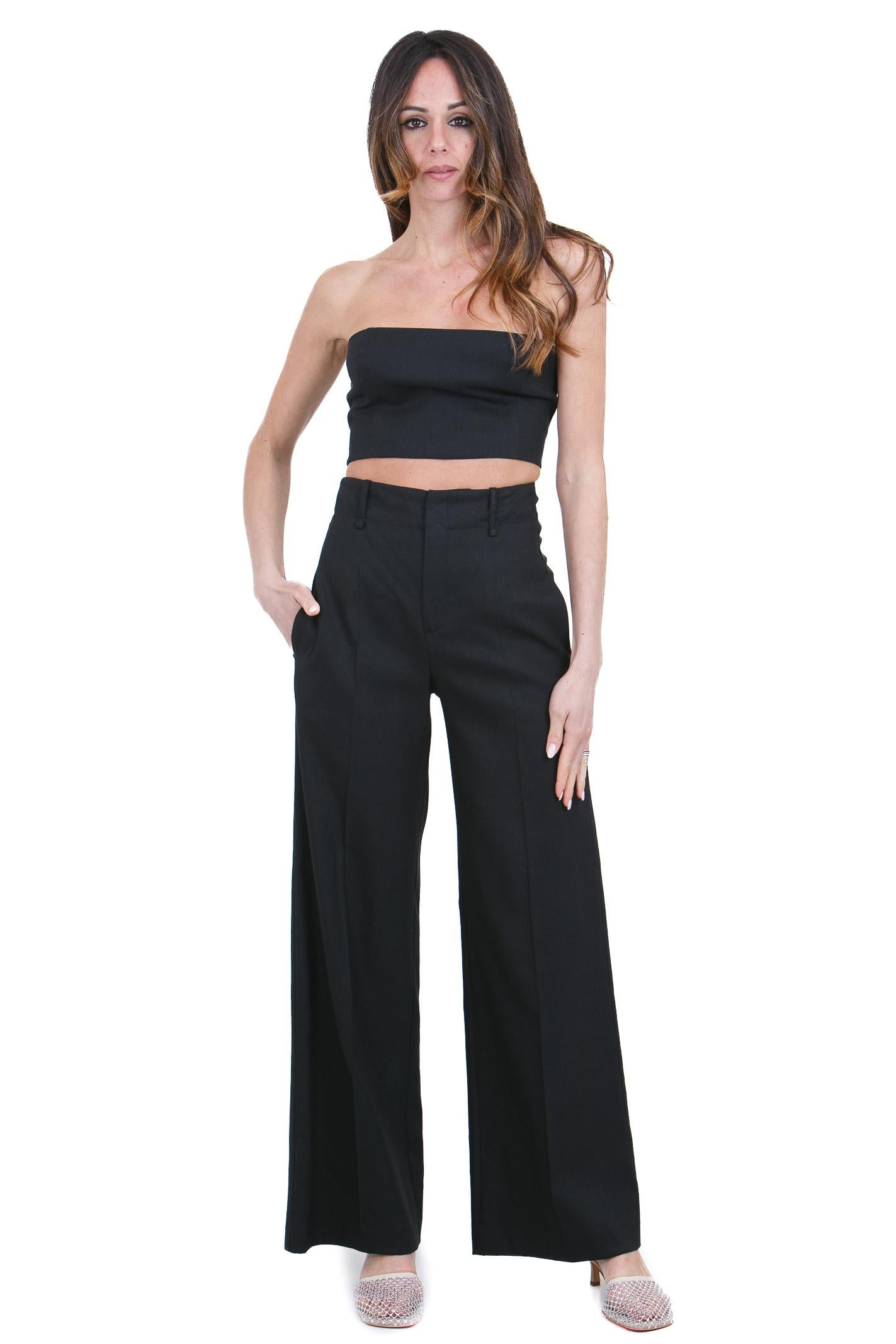 ALYSI Bustier in lino stretch Top Nero 116211-P6005 NE