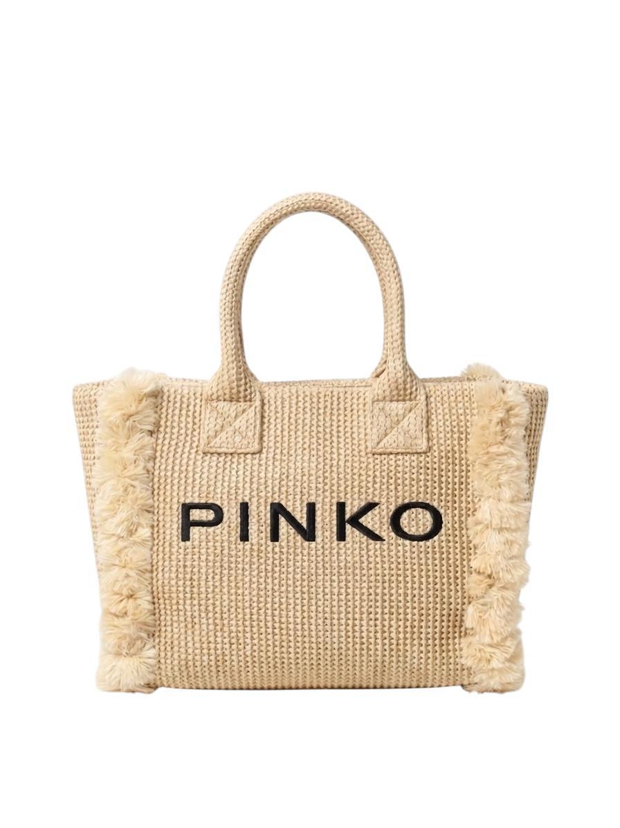 PINKO Borsa shopper media Beach Borse Paglia/NERO 106673-A39Y HZ3Q