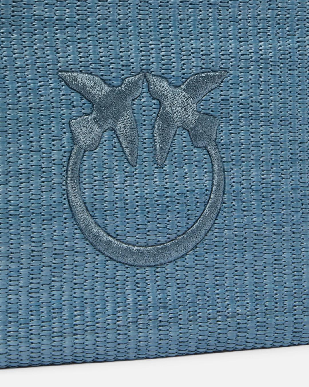PINKO Pochette in rafia con logo Love Birds Borse Lighe blue 106763-A39Y E5YQ