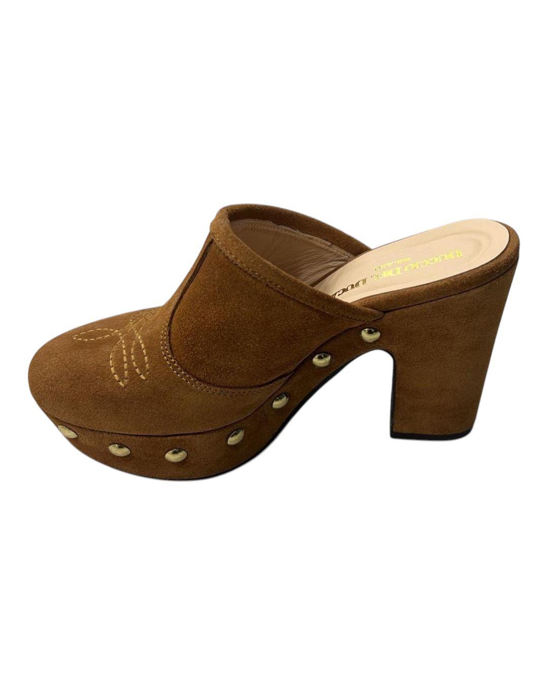 DUCCIO DEL DUCA Zoccolo con borchie Scarpe Cuoio DD10 377 VELUR