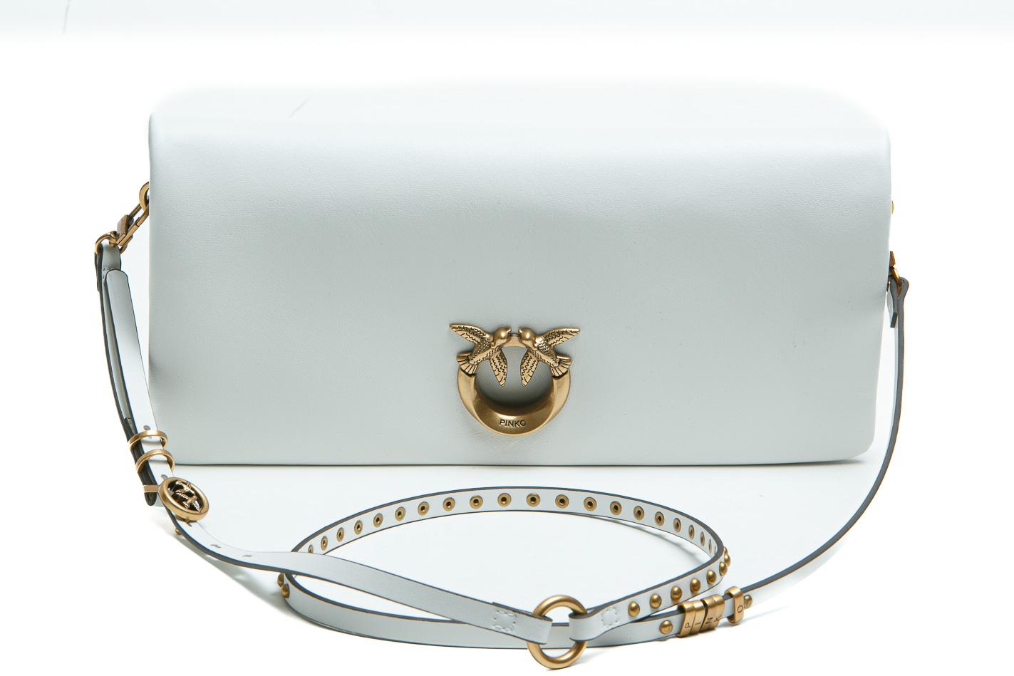 PINKO Pochette a tracolla media Love Bag Click Soft Horizontal in pelle Borse Bianconembo/gold 106022-A0QO-CLICK SOFT Z15Q