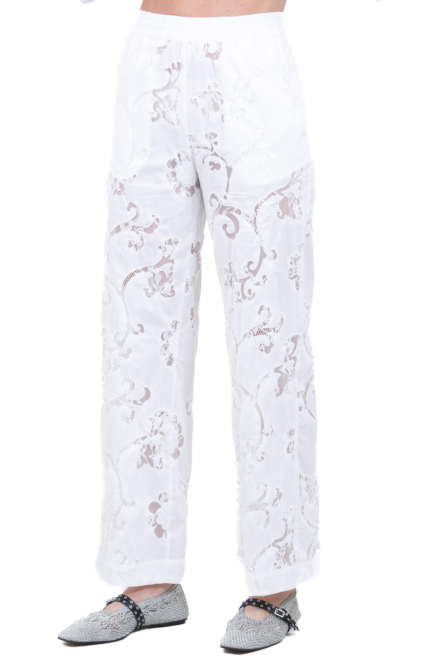 SEMICOUTURE Pantalone ricamato Katlyn Pantaloni Bianco ottico KATLYN-S6SL12 A03-0