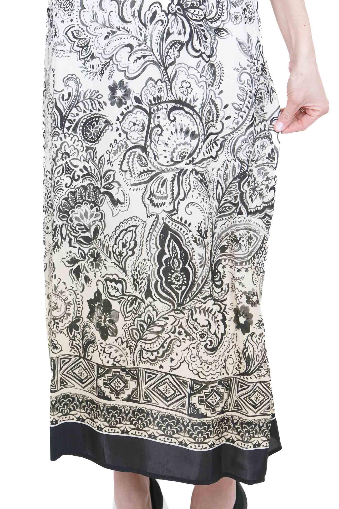 KAOS Abito Lungo Smanicato con Stampa Paisley e Bordi a Contrasto Kaos - Fascino Etnico-Chic e Leggerezza Abiti Panna SP1TZ021 1041