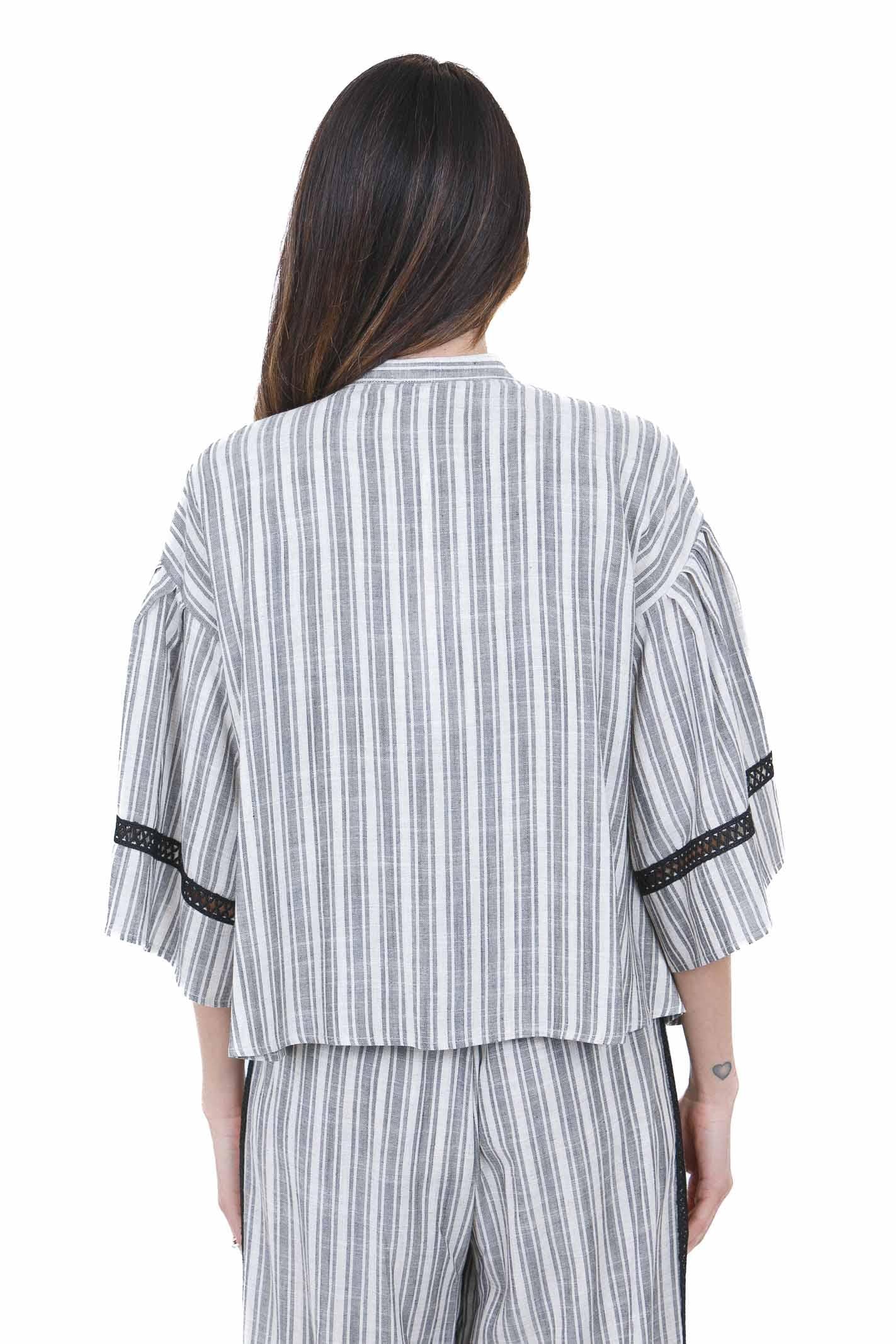 KAOS Blusa a Righe in Lino Misto Kaos - Leggerezza ed Eleganza Gipsy-Chic Bluse Iuta SP1TZ012 1064