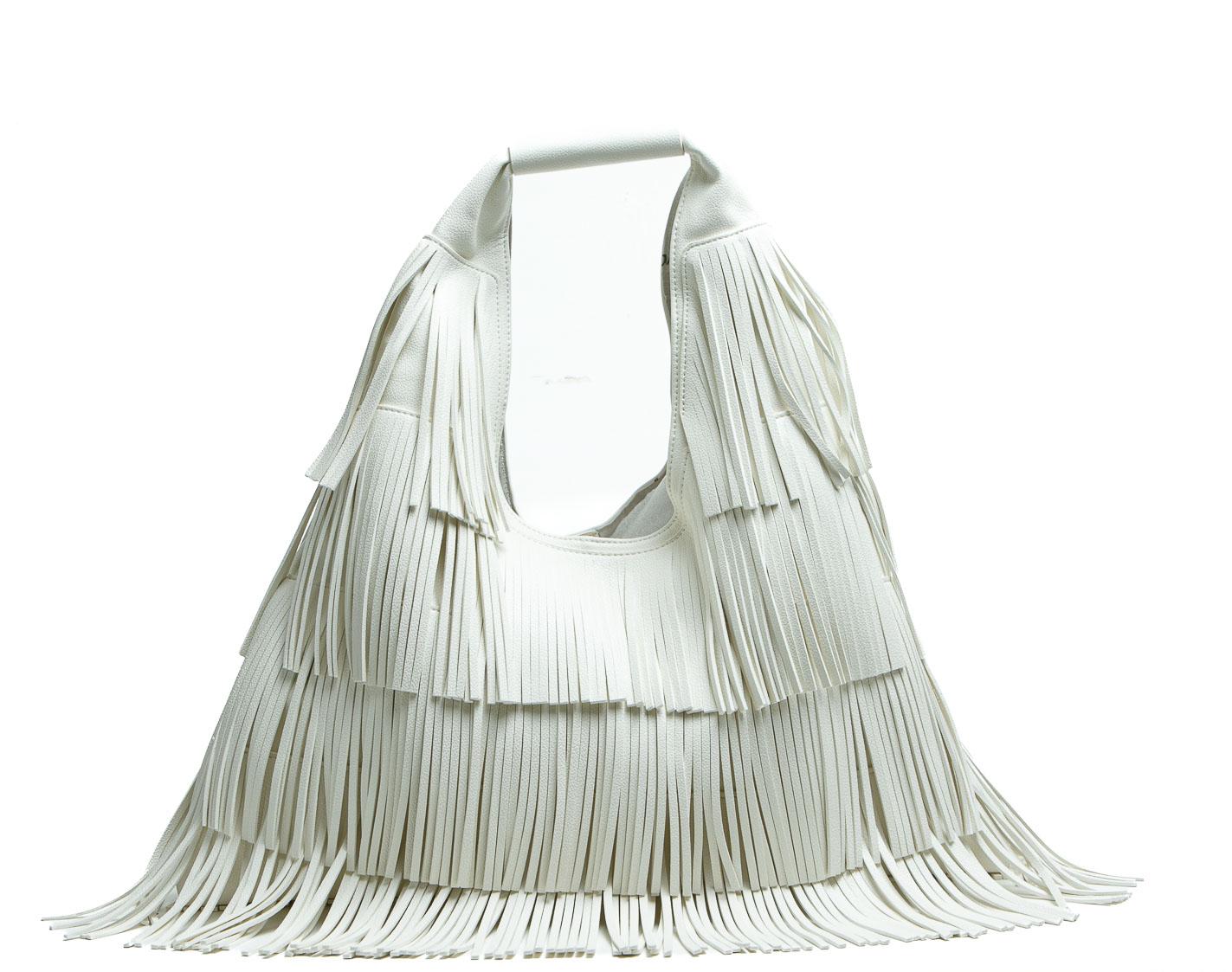 MANILA GRACE Borsa All Over Frangia Borse Off white B824EU MA043