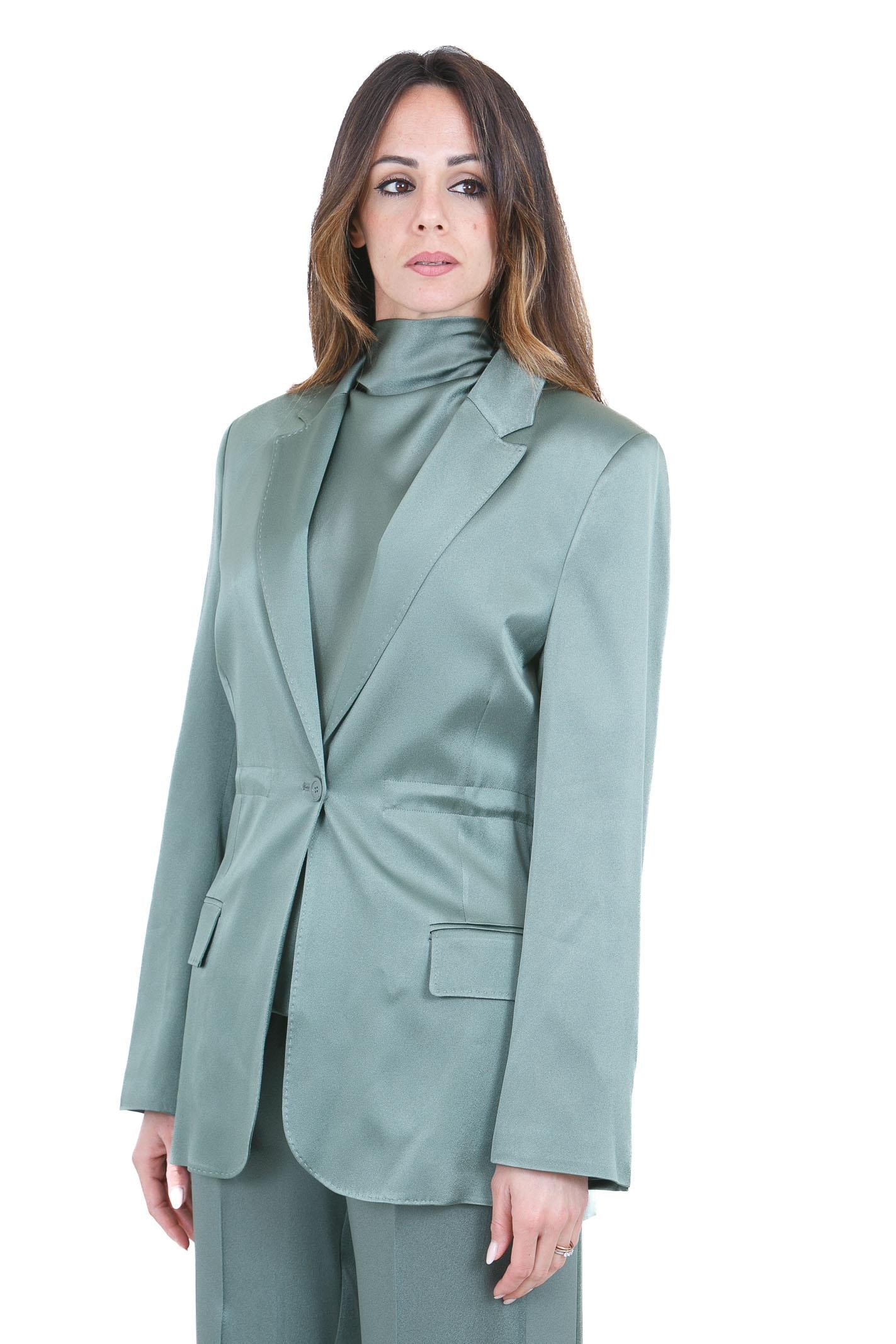 SEMICOUTURE Blazer Marta in misto seta Blazer Verde marea MARTA-Y6SM22 S29-1
