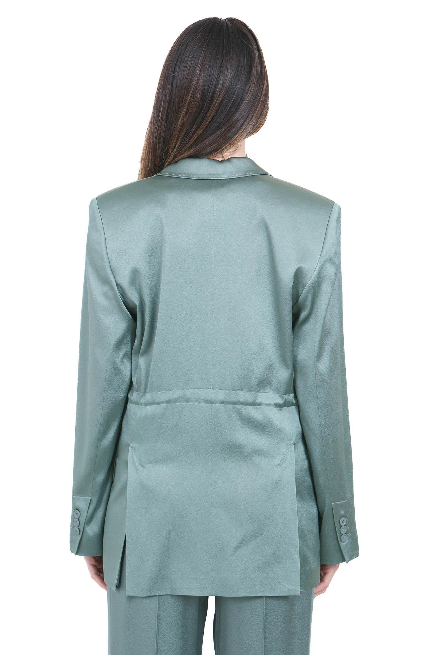 SEMICOUTURE Blazer Marta in misto seta Blazer Verde marea MARTA-Y6SM22 S29-1