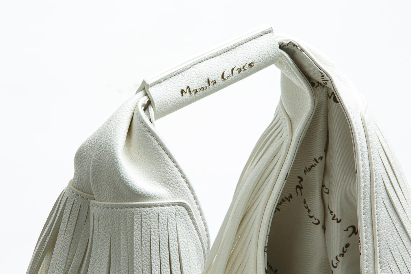 MANILA GRACE Borsa All Over Frangia Borse Off white B824EU MA043
