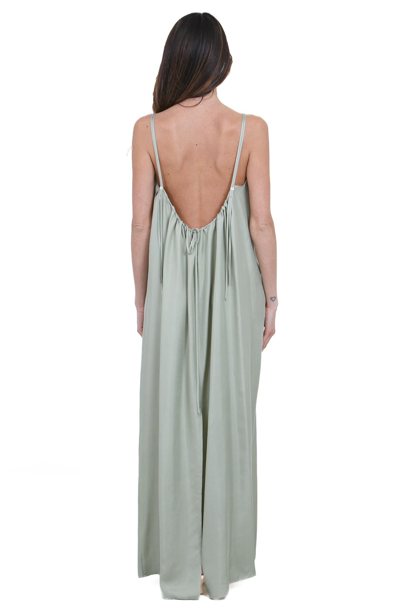 ALYSI Abito lungo in twill enzimato Abiti Pistacchio 116355-P6219 PIST