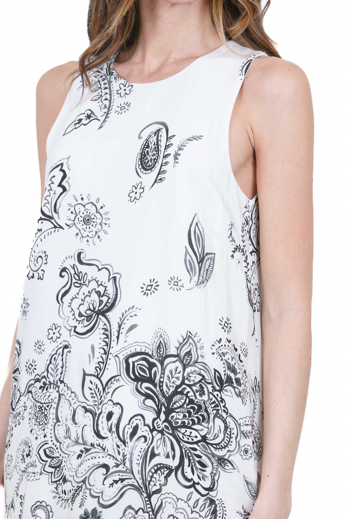KAOS Abito Lungo Smanicato con Stampa Paisley e Bordi a Contrasto Kaos - Fascino Etnico-Chic e Leggerezza Abiti Panna SP1TZ021 1041