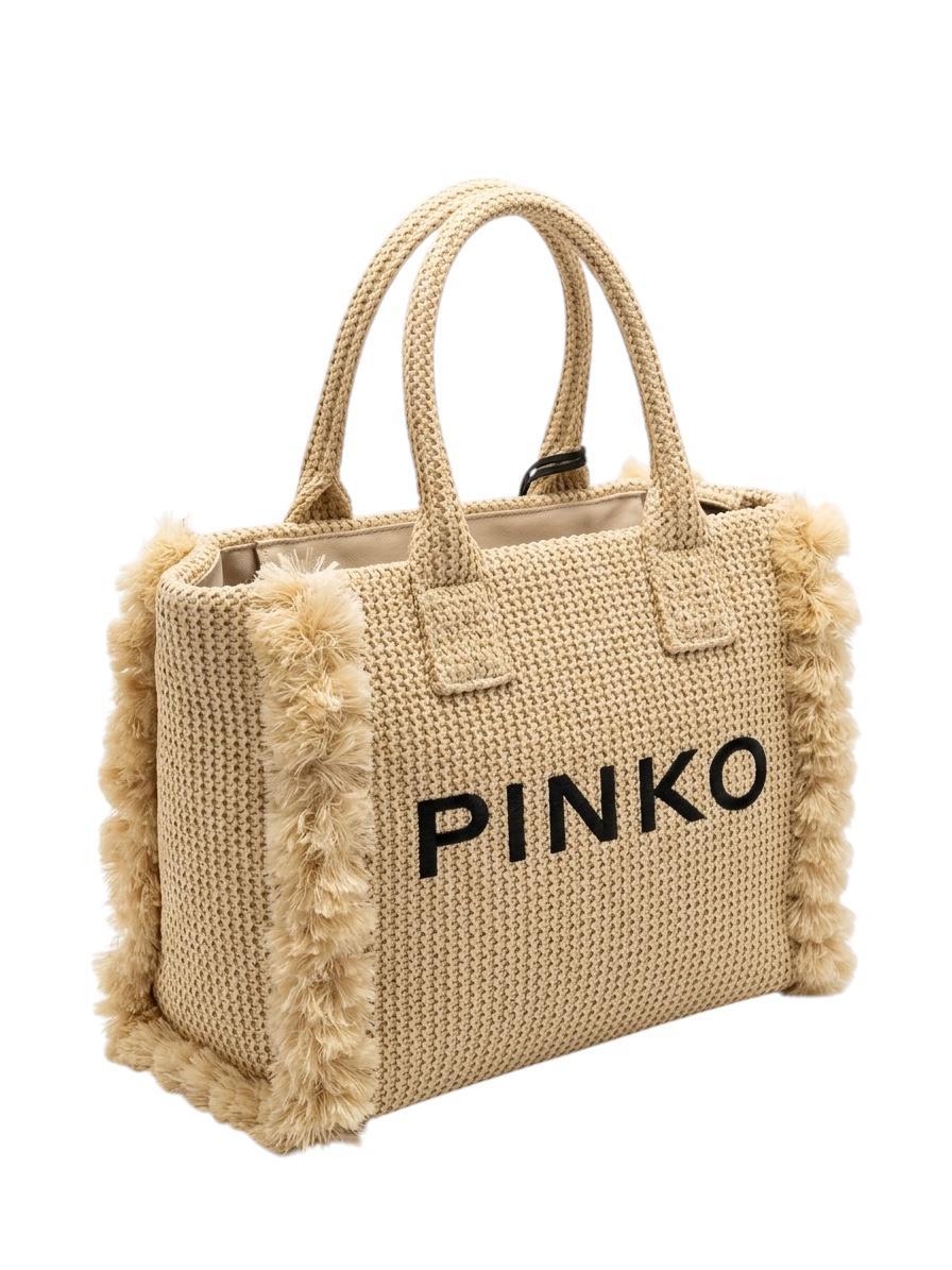 PINKO Borsa shopper media Beach Borse Paglia/NERO 106673-A39Y HZ3Q