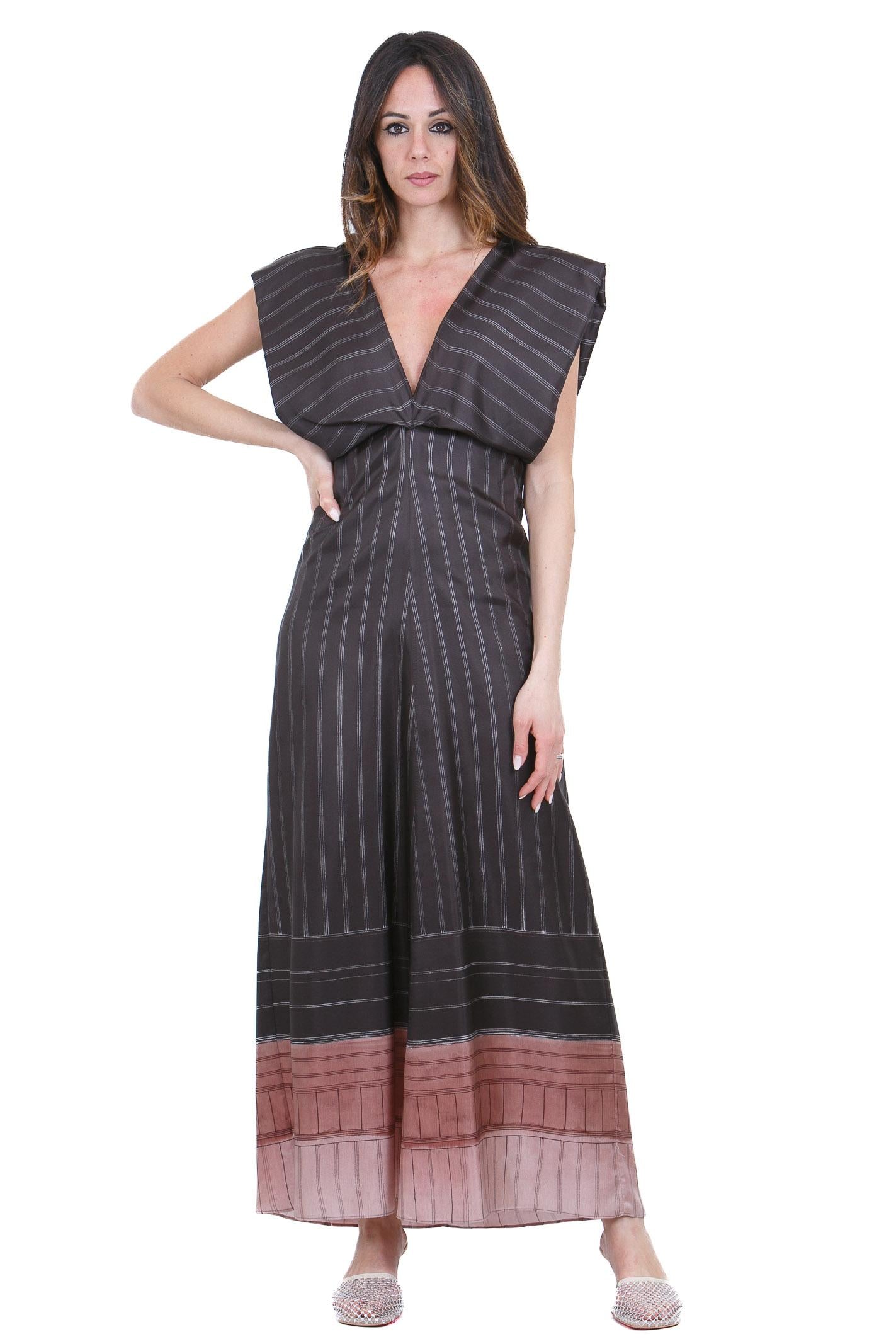 ALYSI Abito pinstripes scollato dietro Abiti Choco 116319-P6063 CHOCO
