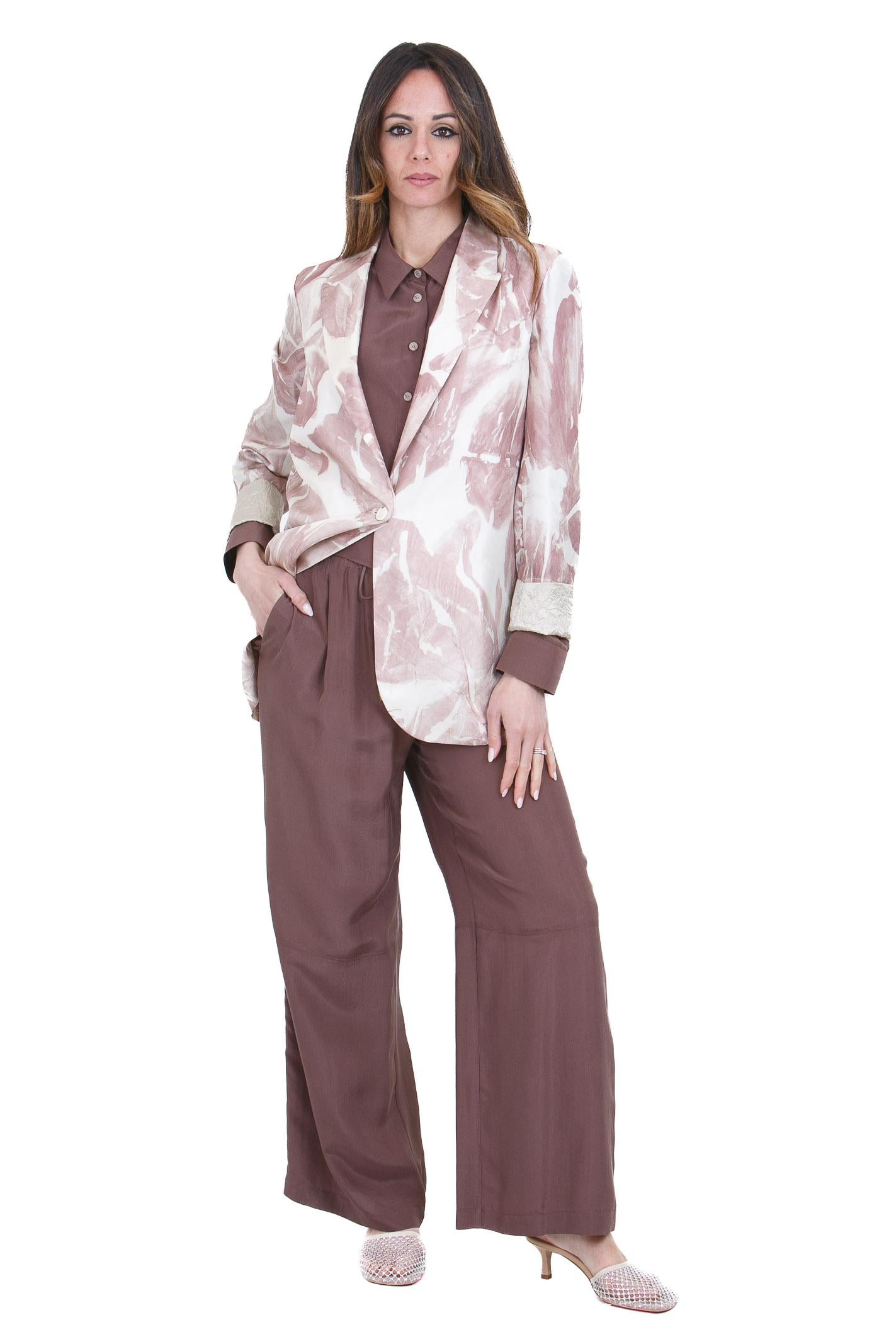ALYSI Blazer in seta stampata Blazer Cipria 116814-P6031 CP
