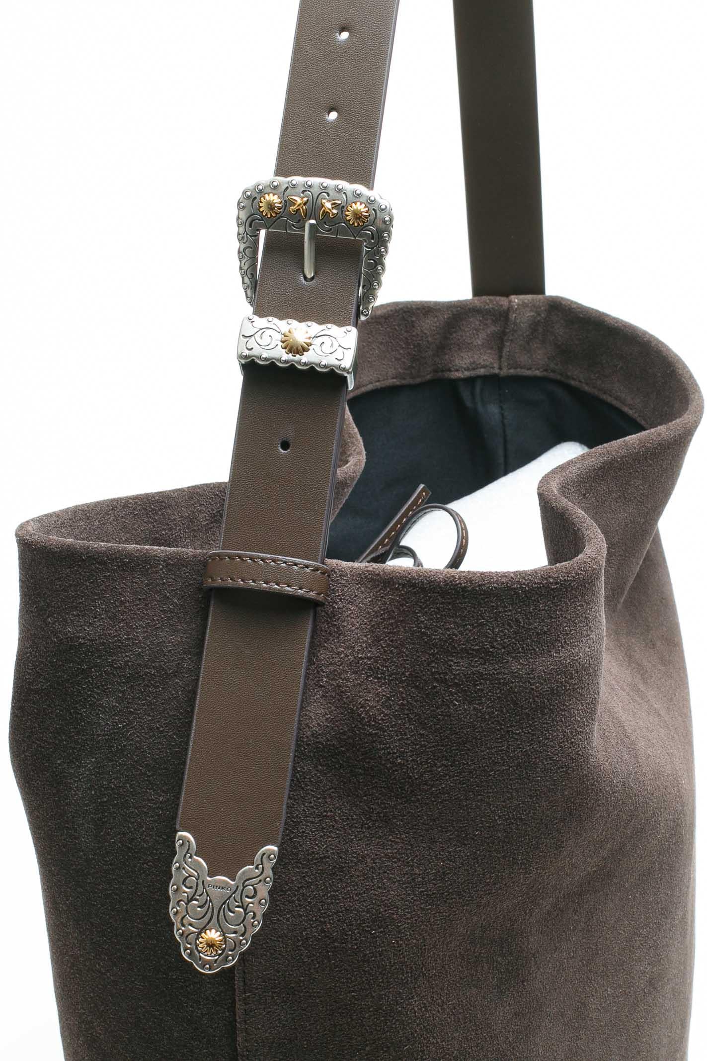 PINKO Borsa a tracolla grande Bucket Big in suede Borse Marronecaffe/mix 106834-A0F6-BUCKETBIG M11A