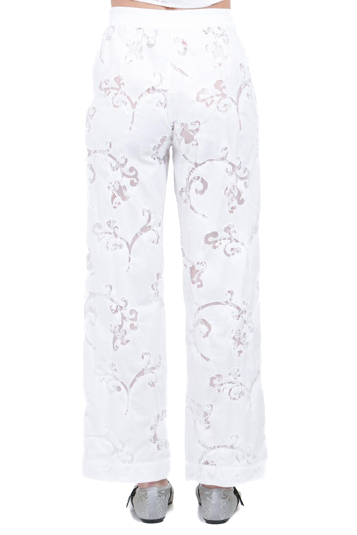 SEMICOUTURE Pantalone ricamato Katlyn Pantaloni Bianco ottico KATLYN-S6SL12 A03-0