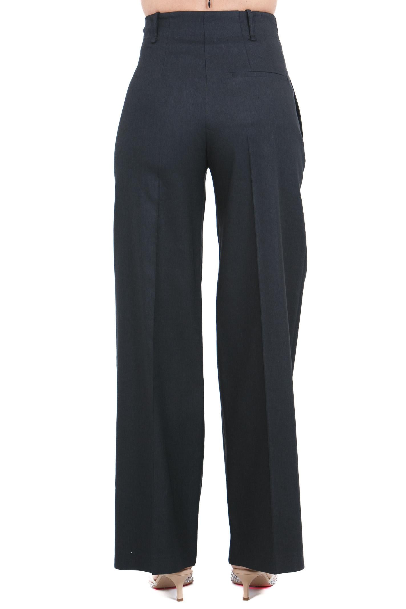 ALYSI Pantalone ampio in lino stretch Pantaloni Nero 116112-P6005 NE
