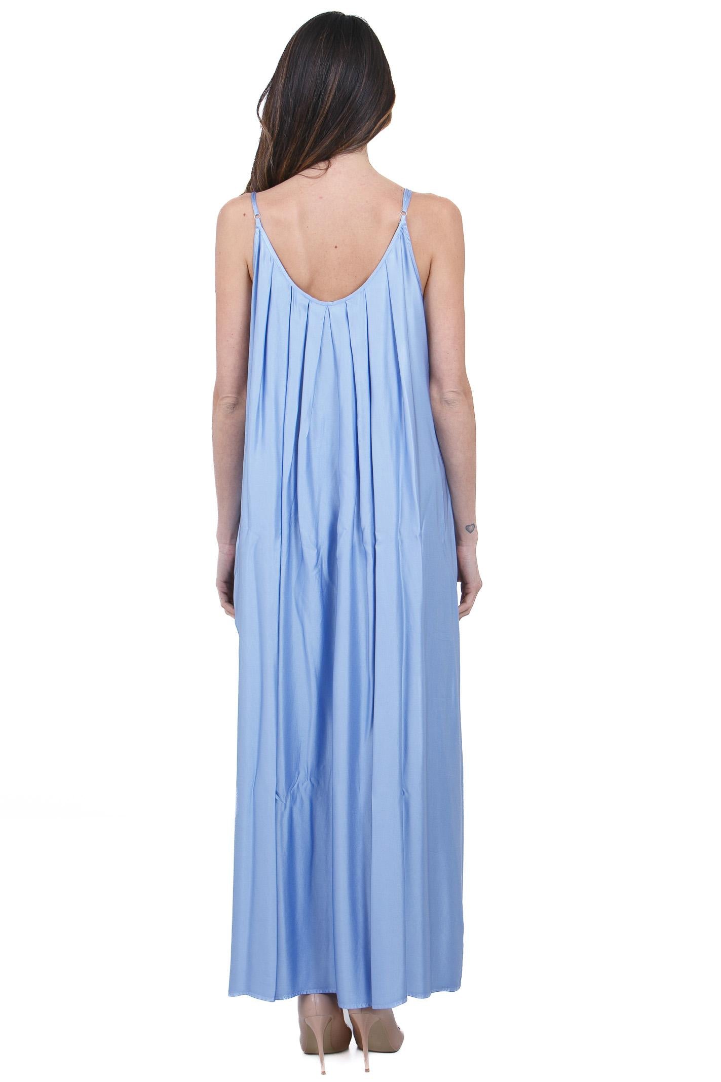 KAOS Abito Lungo in Satin Fluido Celeste Kaos Abiti Celeste SPJAR007 3002