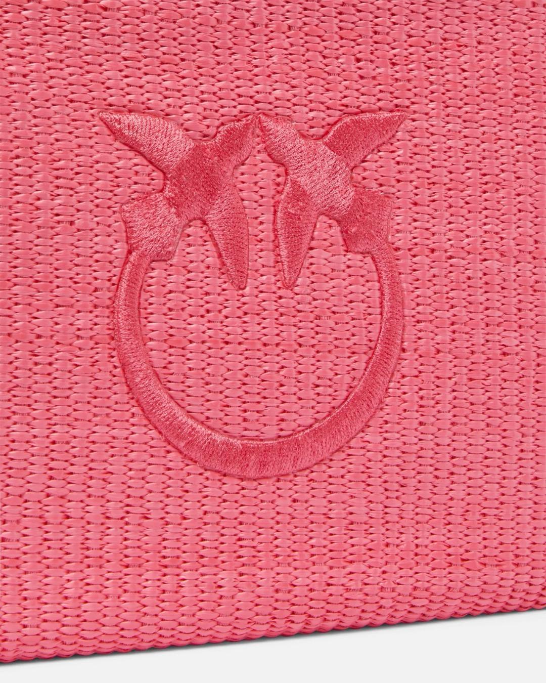 PINKO Pochette in rafia con logo Love Birds Borse Pink/Pinko 106763-A39Y N17Q