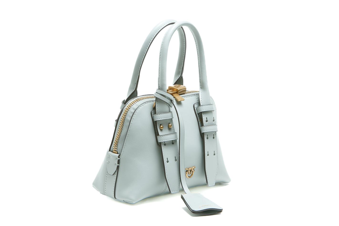 PINKO Borsa bowling a mano Mini Escape Bag in pelle Borse Grigioperla/gold 105333-A0QO-BOWLING K32Q