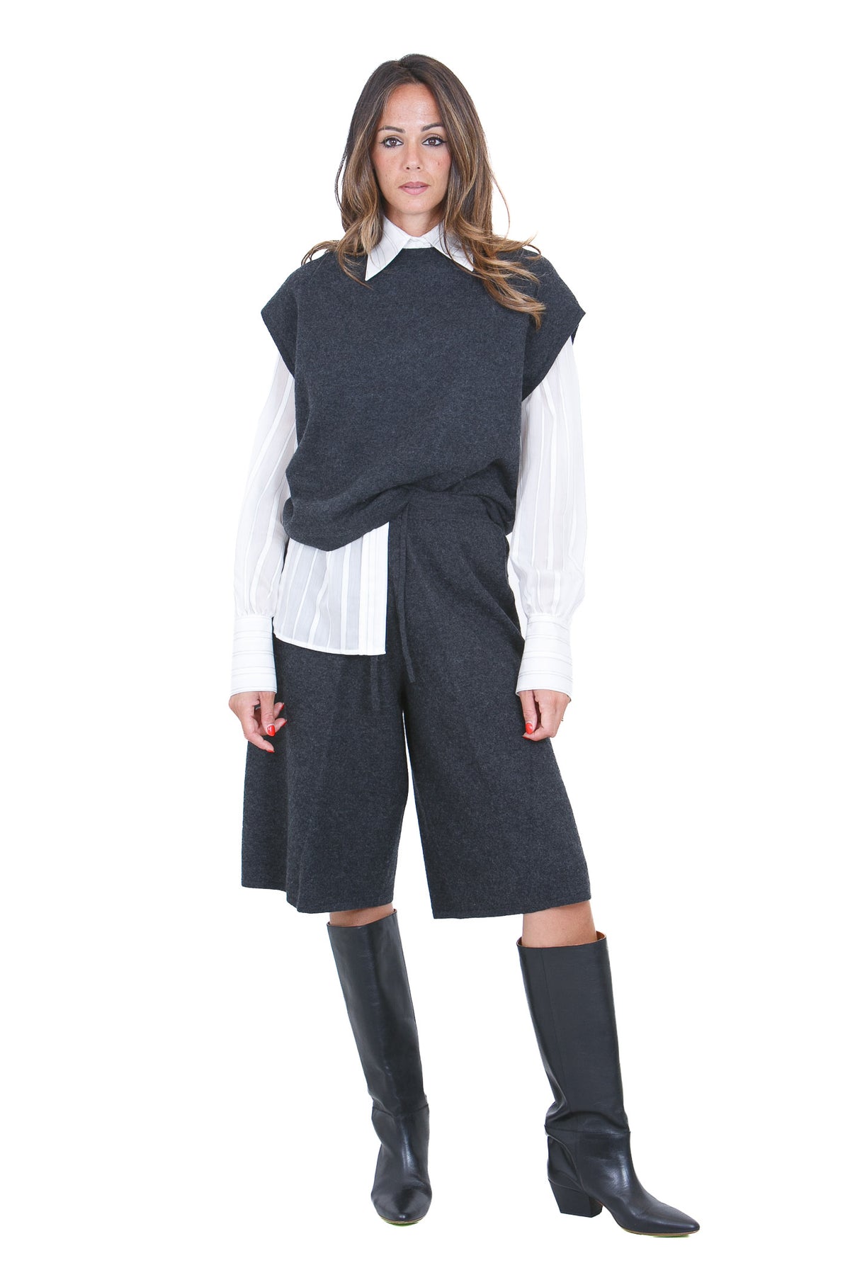 SEMICOUTURE  Bermuda Grigio melange scuro ELIZABETH-Y6WB06 Y47-0 