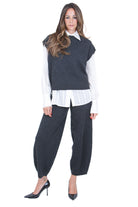 SEMICOUTURE  Pantaloni Grigio melange scuro ESTELLA-Y6WB07 Y47-1 