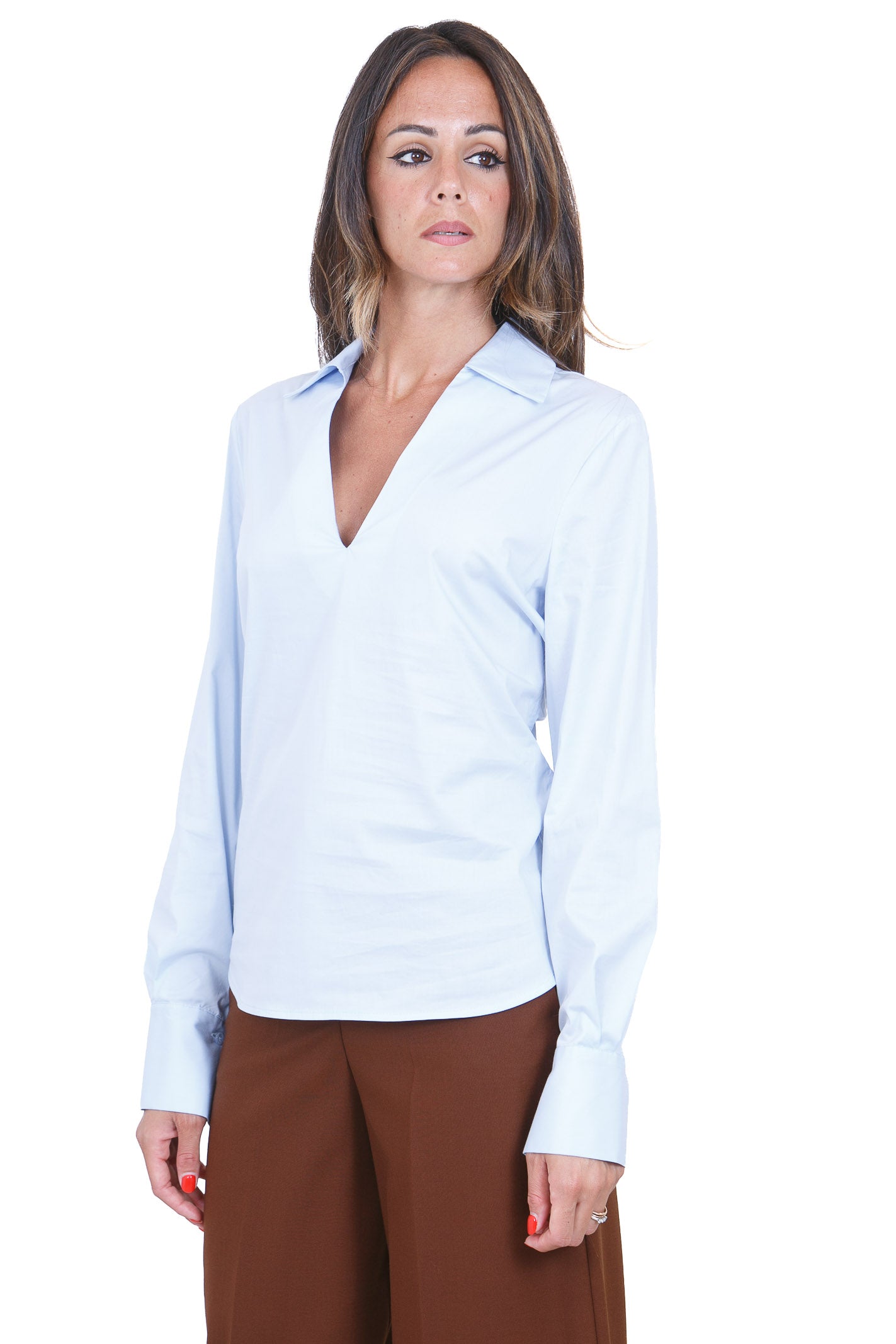 SEMICOUTURE  Camicie Azzurro cielo STELLA-Y6WK08 L87-0 
