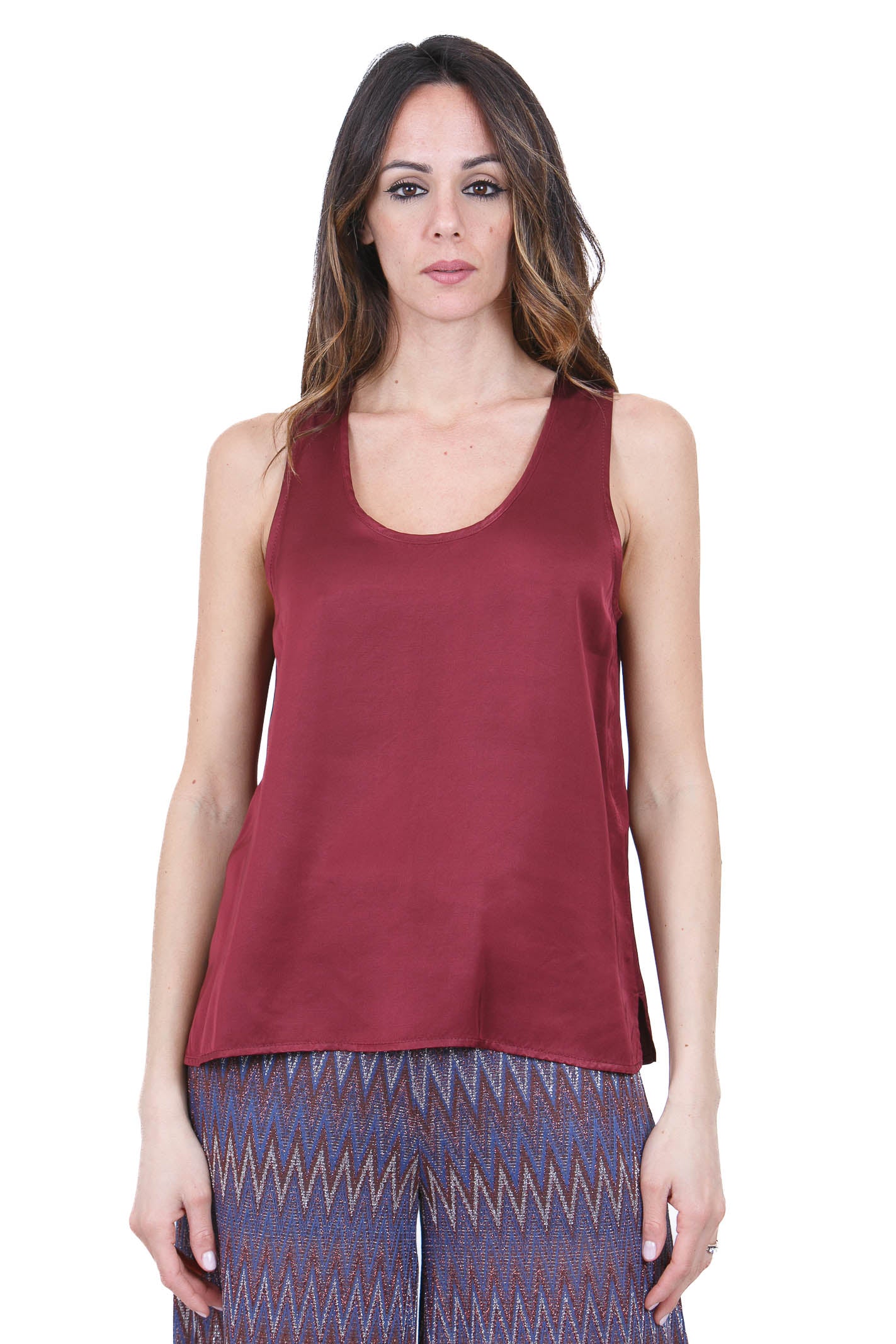KAOS Canotta in Satin Fluido Bordeux Kaos<BR/> Bluse India SPJAR003 4031 