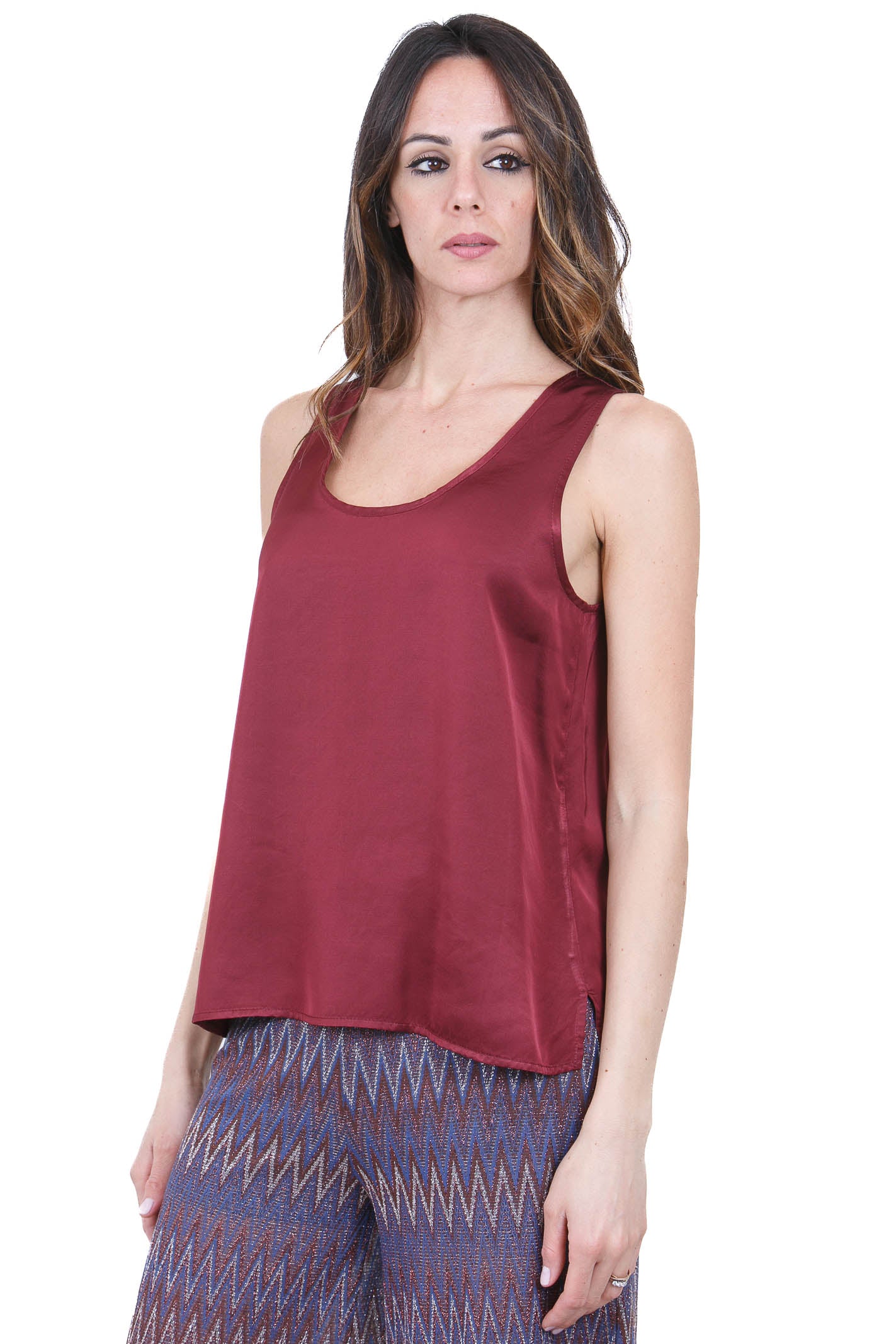 KAOS Canotta in Satin Fluido Bordeux Kaos<BR/> Bluse India SPJAR003 4031 