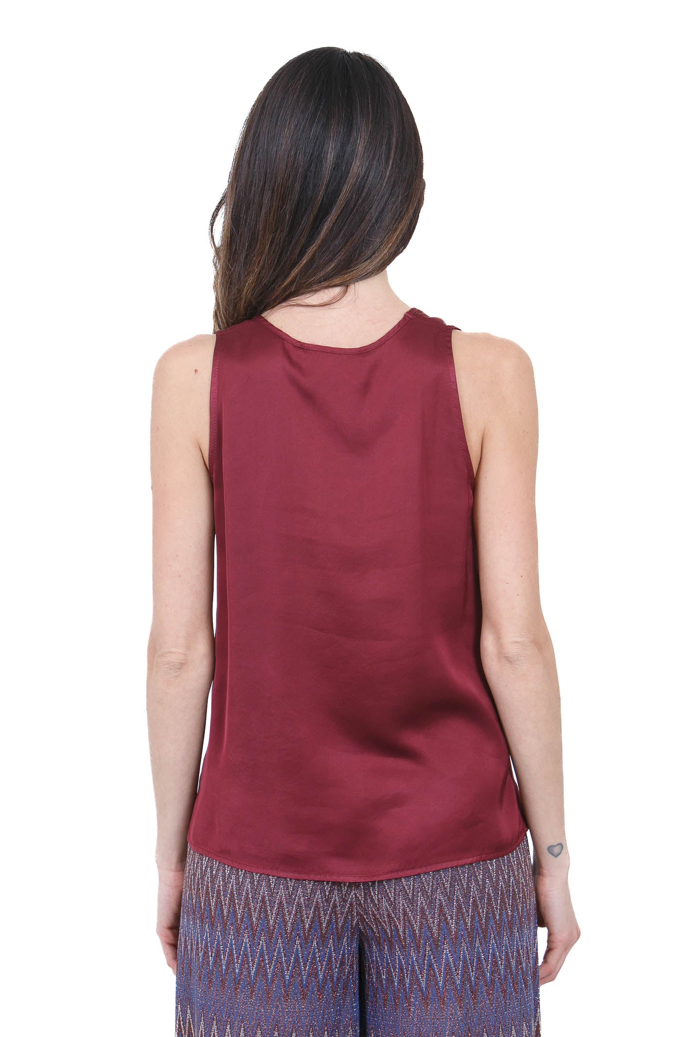 KAOS Canotta in Satin Fluido Bordeux Kaos<BR/> Bluse India SPJAR003 4031 