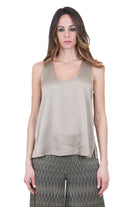 KAOS Canotta in Satin Fluido Beige Kaos Bluse Kaki SPJAR003 5021 