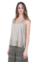KAOS Canotta in Satin Fluido Beige Kaos Bluse Kaki SPJAR003 5021 
