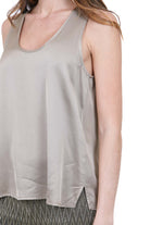 KAOS Canotta in Satin Fluido Beige Kaos Bluse Kaki SPJAR003 5021 