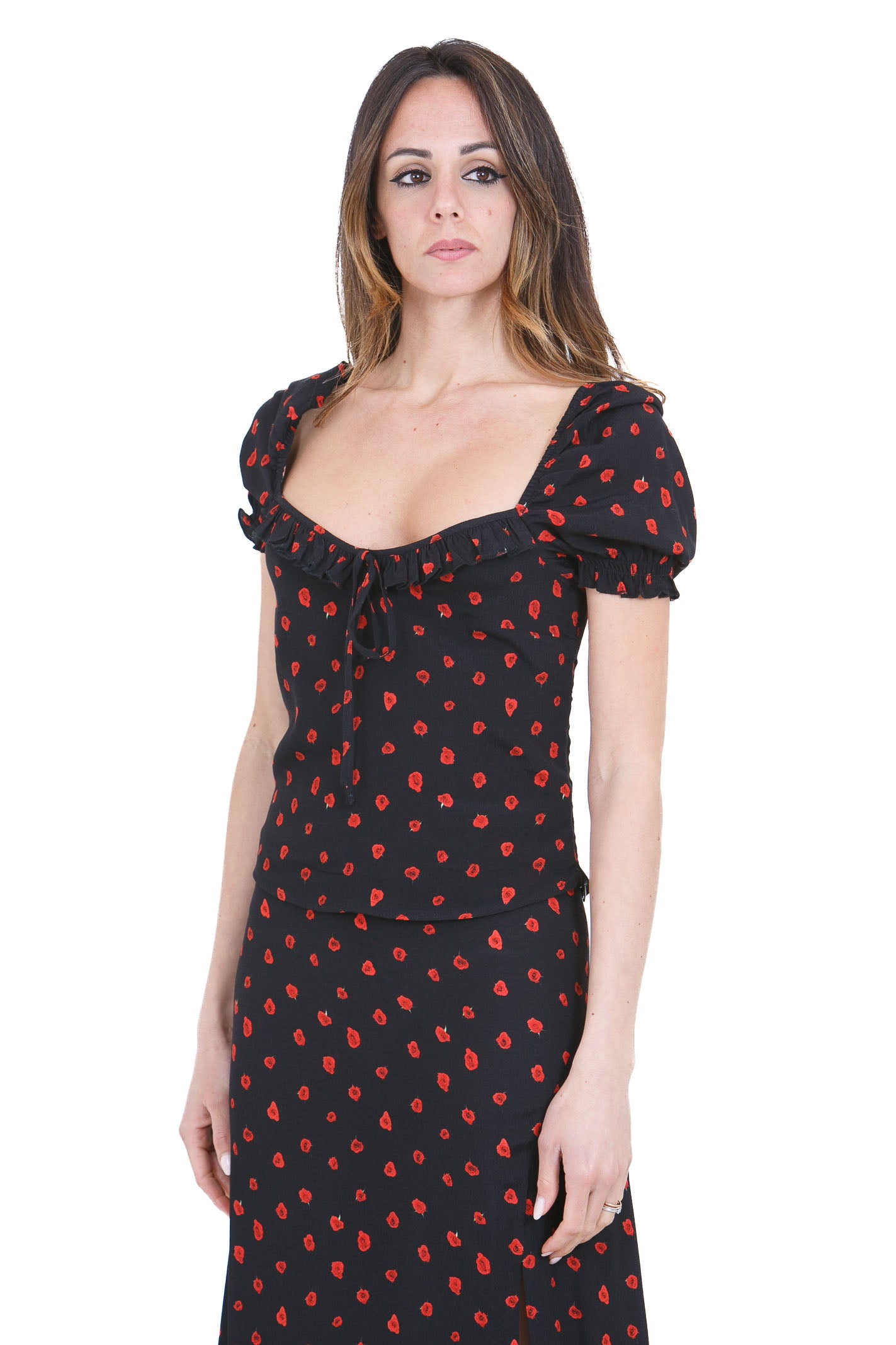 MAR DE MARGARITAS  Top Rose nero LETIZIA-01554-PTTS0053 NE134 