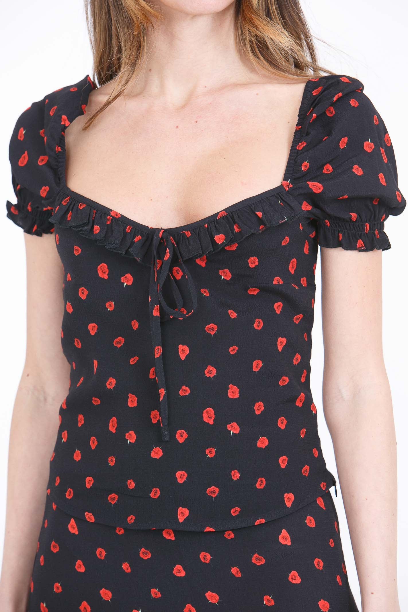 MAR DE MARGARITAS  Top Rose nero LETIZIA-01554-PTTS0053 NE134 