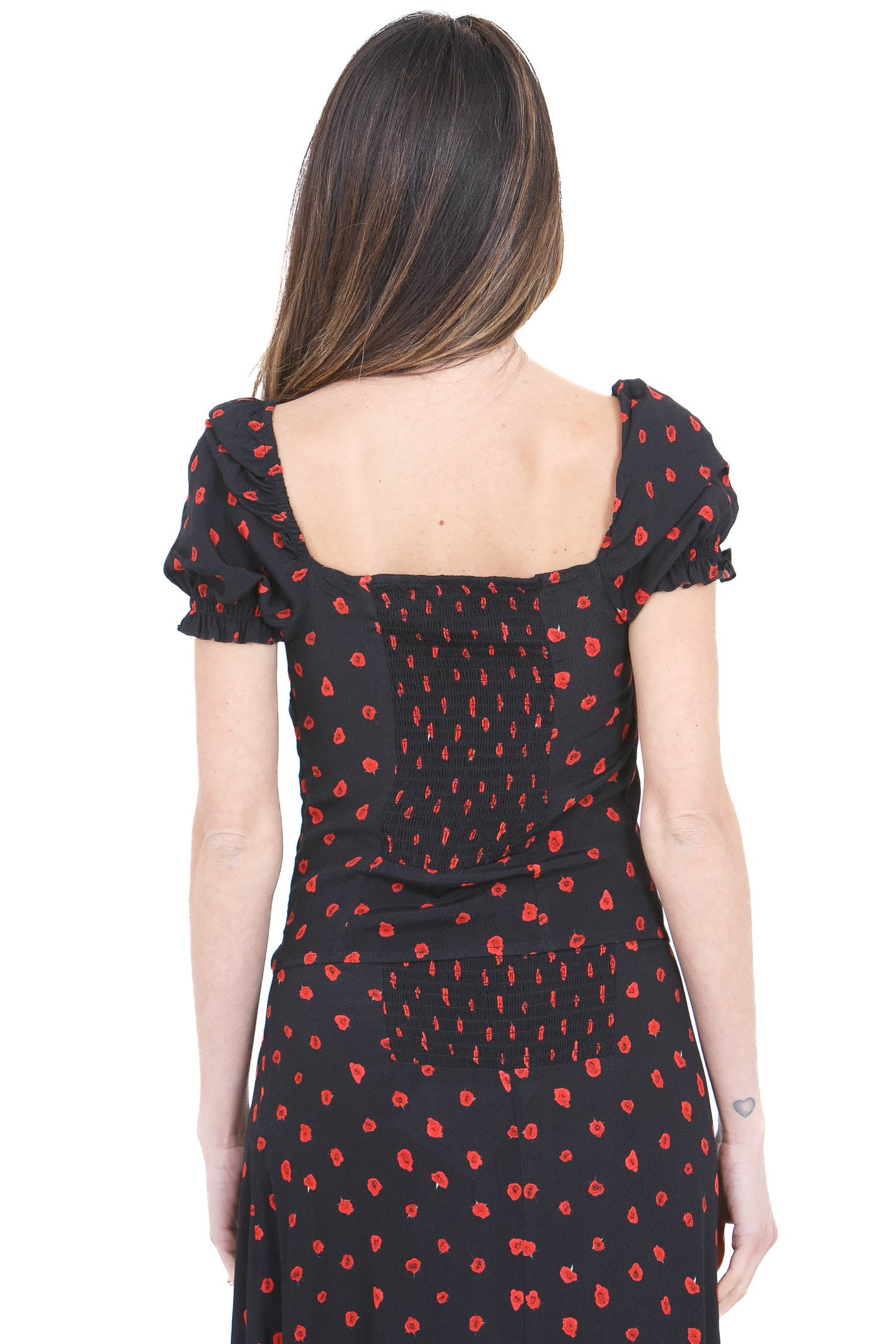MAR DE MARGARITAS  Top Rose nero LETIZIA-01554-PTTS0053 NE134 