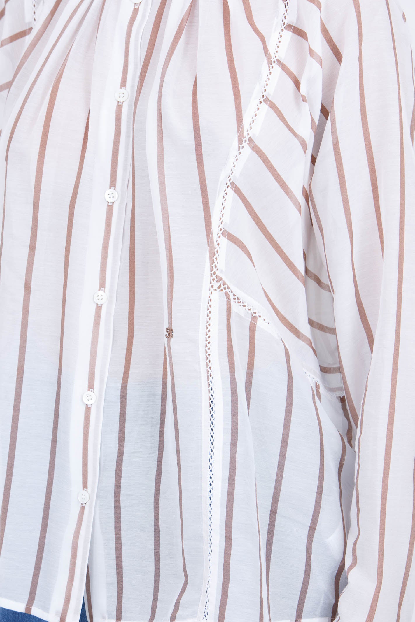SEMICOUTURE Camicia coreana rigata Lola Camicie Bianco/juta LOLA-Y6SK60 RG105 