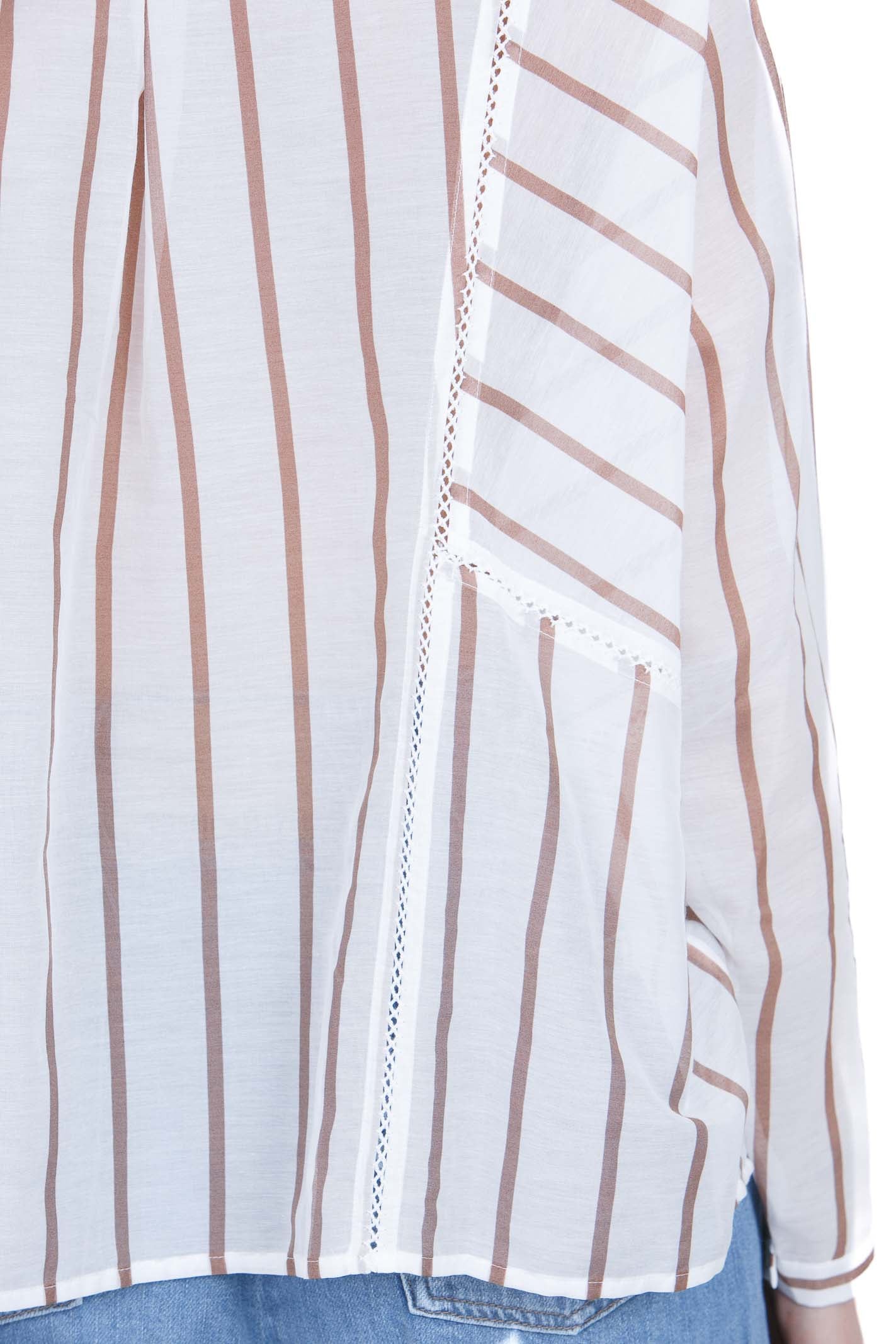 SEMICOUTURE Camicia coreana rigata Lola Camicie Bianco/juta LOLA-Y6SK60 RG105 
