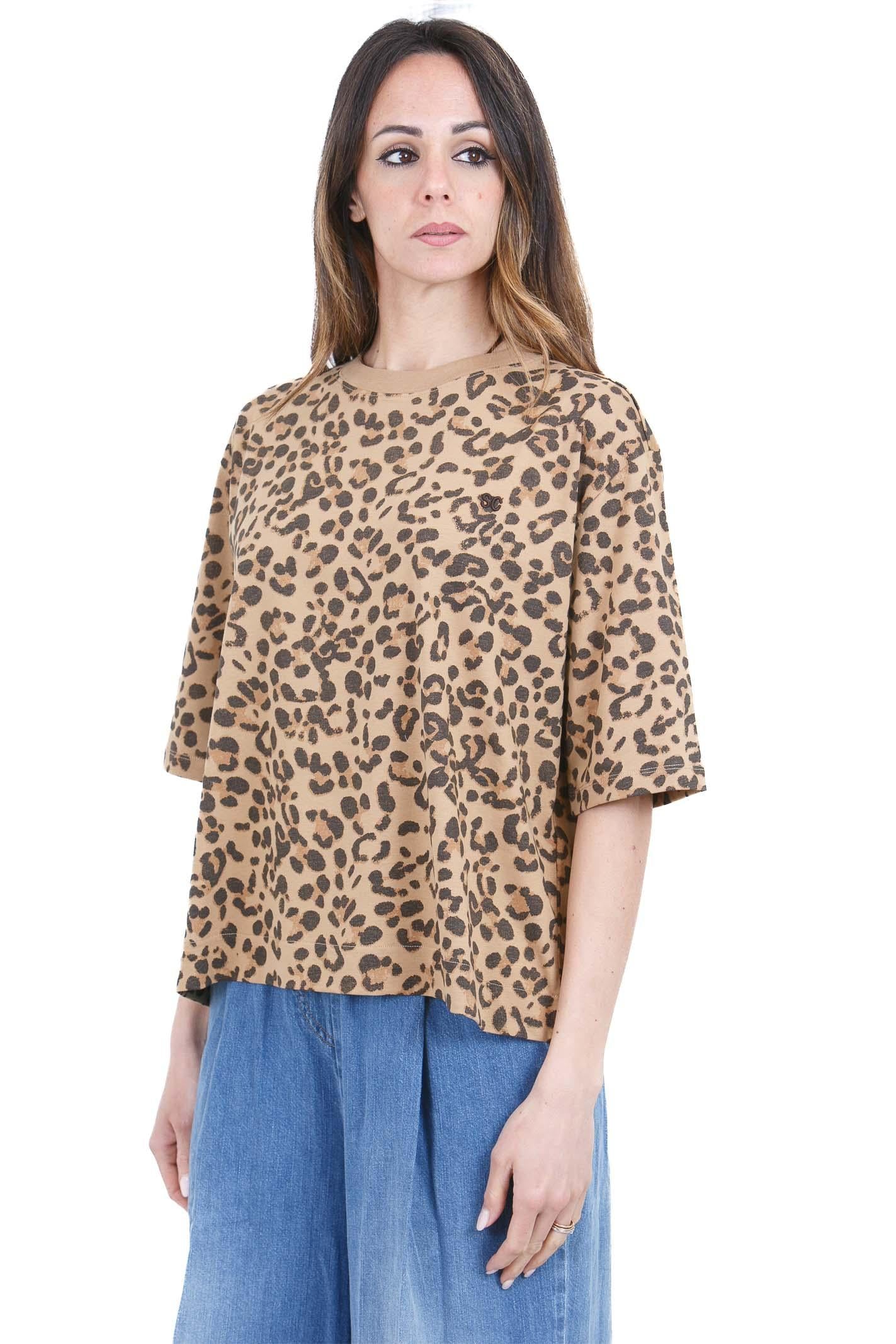 SEMICOUTURE Neva t-shirt stampa leopardo T- Shirt Leopardo NEVA-Y6SJ06 MAC27 