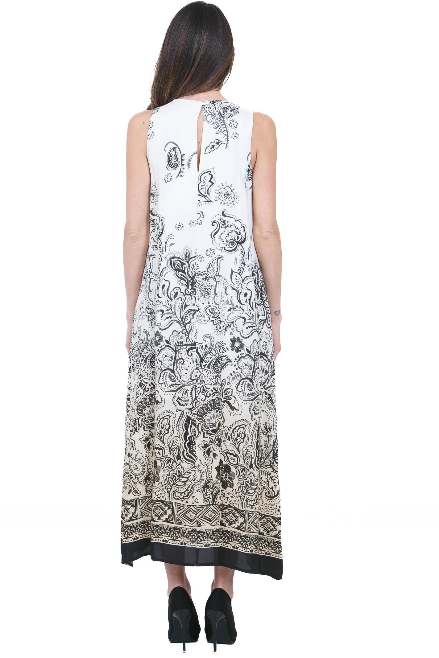 KAOS Abito Lungo Smanicato con Stampa Paisley e Bordi a Contrasto Kaos - Fascino Etnico-Chic e Leggerezza Abiti Panna SP1TZ021 1041 