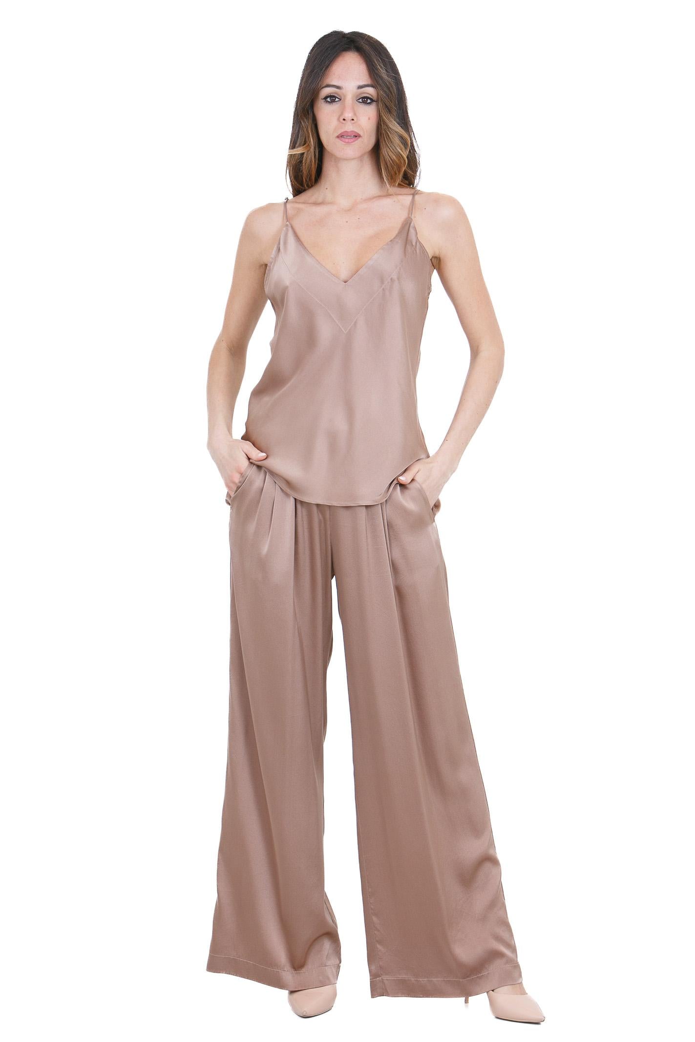 FORTE FORTE Pantalone in raso di seta con elastico Pantaloni Noce 14582MYPANTS 3002 
