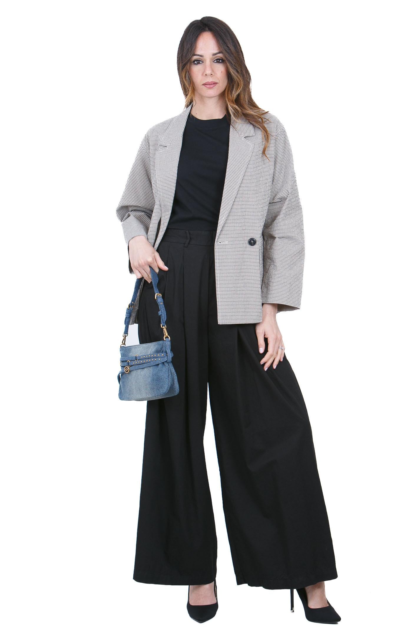 POMANDERE Pantalone palazzo con pinces Pantaloni Nero 261-7204-21618 999 