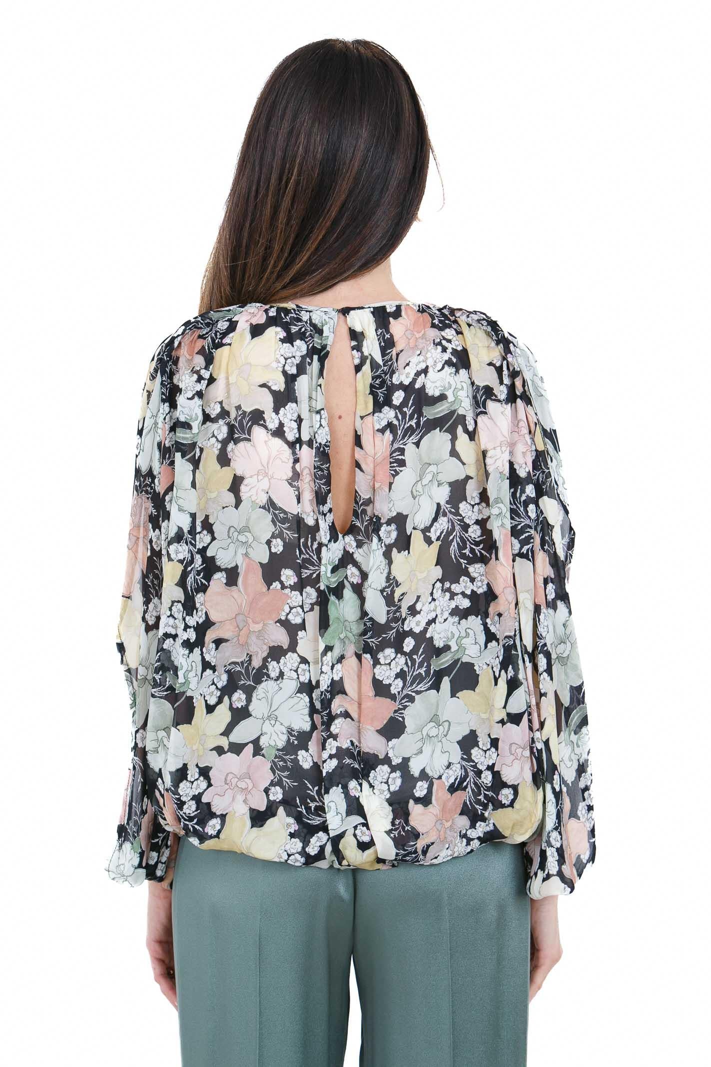 SEMICOUTURE Rocio blusa stampa fiore Bluse Nero mix ROCIO-Y6SS04 FLW59 
